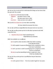 English Worksheet: Present perfect uses