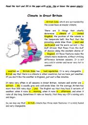 English Worksheet: Climate of Great Britain and the use of article