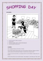 English Worksheet: shopping day