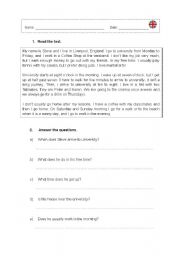 English Worksheet: Present Simple - Reading Comprehension Text