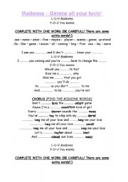 English Worksheet: Madonna gimme all your luvin