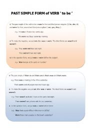 English Worksheet: Past Simple form of verb `to be`
