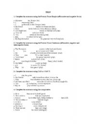 English worksheet: tenses test