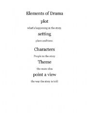 English worksheet: elments of story