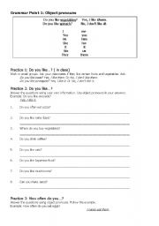 English Worksheet: Object Pronouns