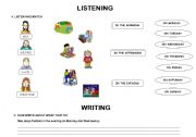 English worksheet: guided writing: daily routines