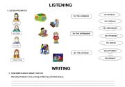 English Worksheet: guided writing: daily routines