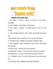 English Worksheet: past simple ( regular  verbs )  work sheets 
