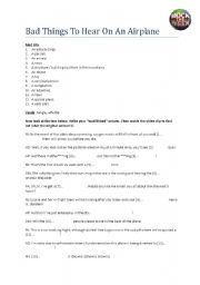 English Worksheet: Mock the Week - Bad Things To Hear On An Airplane