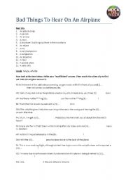 English worksheet: Mock the Week - Bad Things To Hear On An Airplane