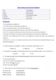 English Worksheet: How to read and say really big numbers