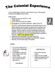 English Worksheet: Colonial Experience