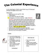 English worksheet: Colonial Experience