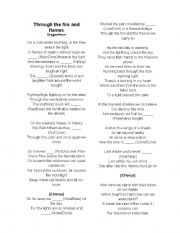 English Worksheet: Through the fire and flames 