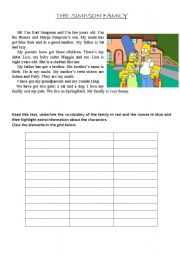 English Worksheet: The Simpson Family