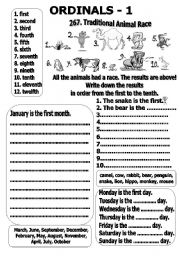 English Worksheet: Ordinals