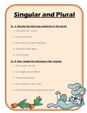English Worksheet: Singular and Plural Worksheet