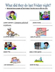 English Worksheet: What did they do last Friday night?