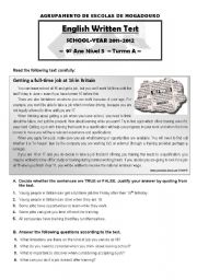 English Worksheet: english test level 5