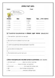 English Worksheet: simple past tense