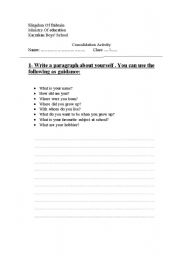 English Worksheet: myself