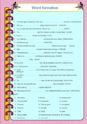 Word formation sentences with key