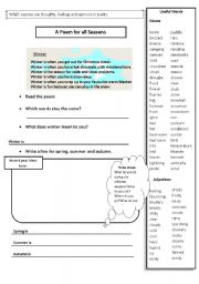 English Worksheet: Weather Poem Writing Frame