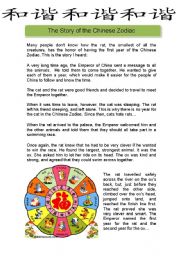 English Worksheet: The story of the Chinese Zodiac