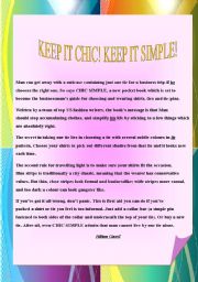 English Worksheet: Keep it chic keep it simple (fashion)