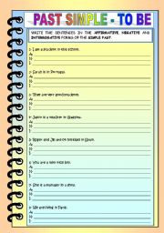 English Worksheet: PAST SIMPLE - TO BE