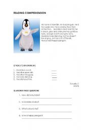 English Worksheet: Reading comprehension and exercises