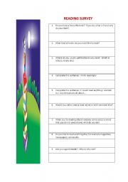 English worksheet: READING SURVEY