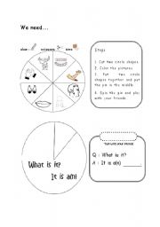 English Worksheet: Body parts spin activity 