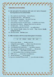 English Worksheet: Conjunctions and Connectives