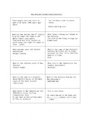 English Worksheet: New Zealand Board game questions and answers