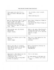 English worksheet: New Zealand Board game questions and answers