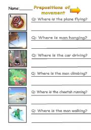 English Worksheet: Pepositions of Movement
