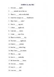 English worksheet: Articles exercise