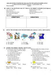 English Worksheet: an exam for 6th grade