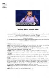 English Worksheet: Bill Gates Rules of Life