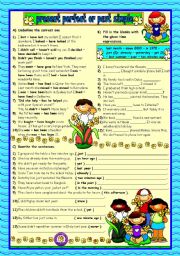 English Worksheet: Present Perfect or Past Simple - 2 (b&w+key included)