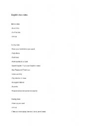 English Worksheet: English class rules