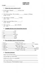 English worksheet: VERB TO BE