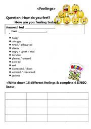 English Worksheet: Feelings