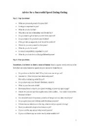 English worksheet: speed dating advice