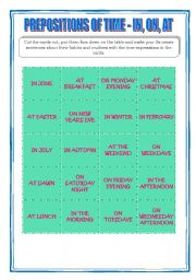 English worksheet: PREPOSITIONS OF TIME 