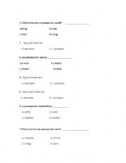 English worksheet: Synonyms and Antonyms 