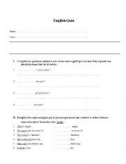 English Worksheet: Elementary test
