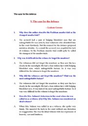 English Worksheet: The case for the defence questions 