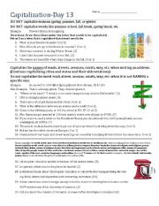 English Worksheet: Capitalization- Day 13 (seasons and addresses)